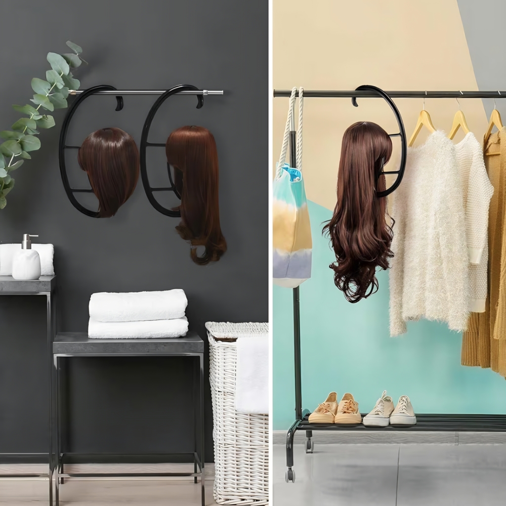 Sleek Black Wig Holder for Stylish Organization